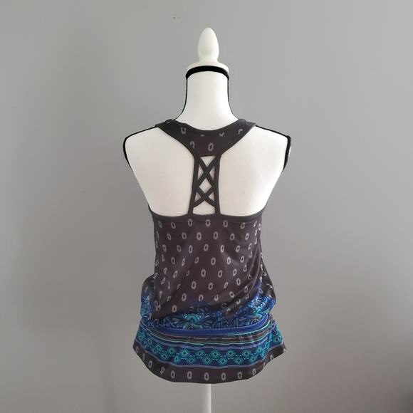 Athleta Tic Tac Toe Razor Back Paisley Tank Gray Size S - Picture 2 of 6